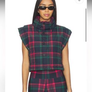 Beach Riot Canyon Puffer Vest in Ribbon Plaid